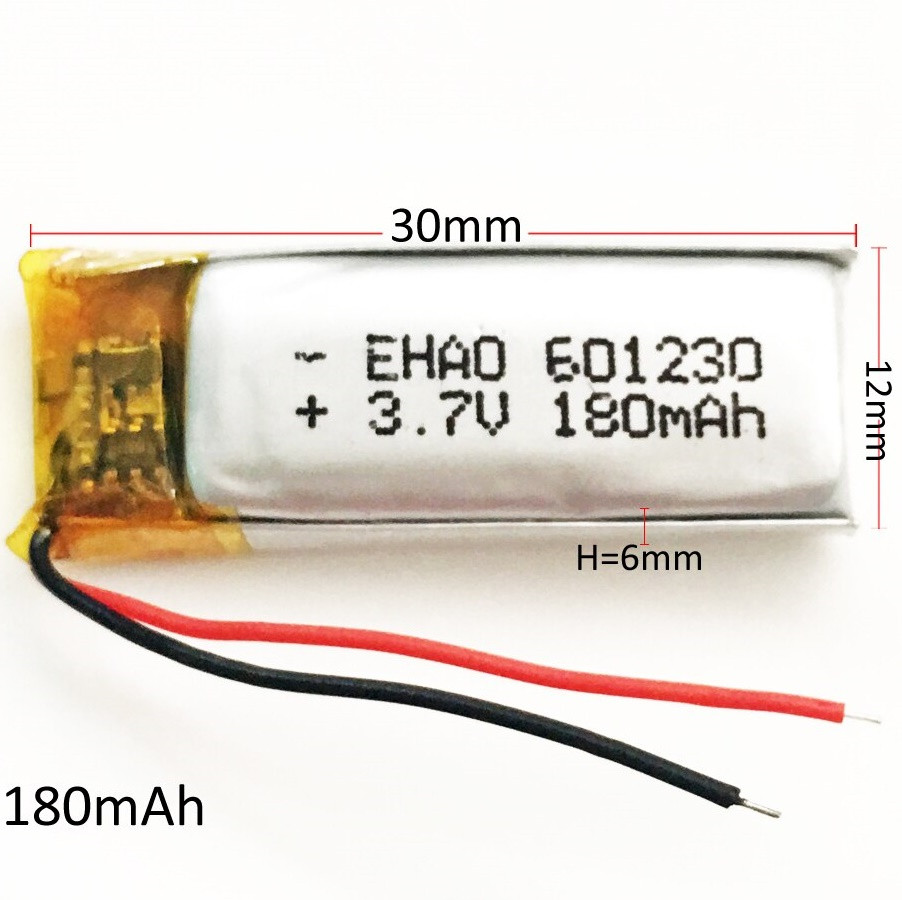 Батарея 180 mAh 3.7 V 601230 Літій-Полімерний Акумулятор GPS Навігатор MP3 Плеєр Відео Реєстратор Навушники