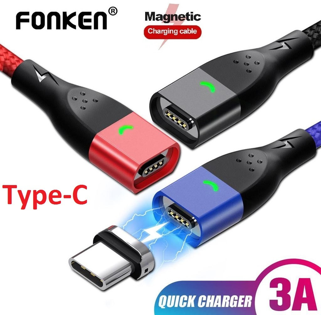 Магнитный Кабель FONKEN Type-C для Зарядки и Передачи Данных Fast charging 5V-3A