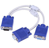 Кабель VGA Сплітер Розгалужувач на 2 Монітори Комутатор Кабель Перехідник