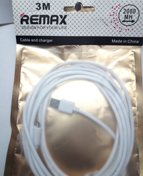 3 м. Кабель Remax MicroUSB Мікро ЮСБ Шнур, фото 1