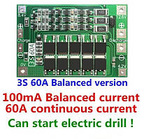 BMS 3S 60А Balanced Контролер Заряду 18650 Балансуванням Плата Захисту для Літієвих Акумуляторів