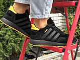 Жіночі кросівки зимові Adidas Iniki замшеві чорні з помаранчевим, фото 3