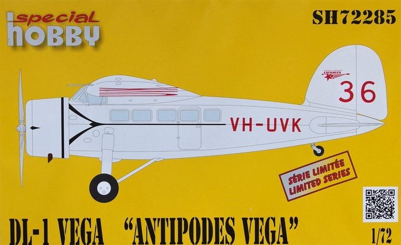 Пластикова модель 1/72 Special hobby 72285 Американський транспортний літак DL-1 Vega 'Antipodes Vega'