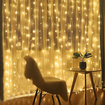 Гірлянда Штора 3 х 2 метри | 300 led |  Світлова завіса | Дощ