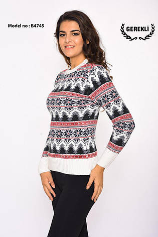 В'язані жіночі вовняні светри новорічні оптом G 4745, фото 2
