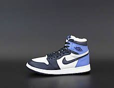 Зимові жіночі кросівки Nike Air Jordan 1 Retro Winter blue. ТОП репліка ААА класу., фото 2