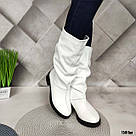 Жіночі білі зимові шкіряні чоботи без блискавки, фото 6