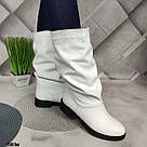 Жіночі білі зимові шкіряні чоботи без блискавки, фото 5