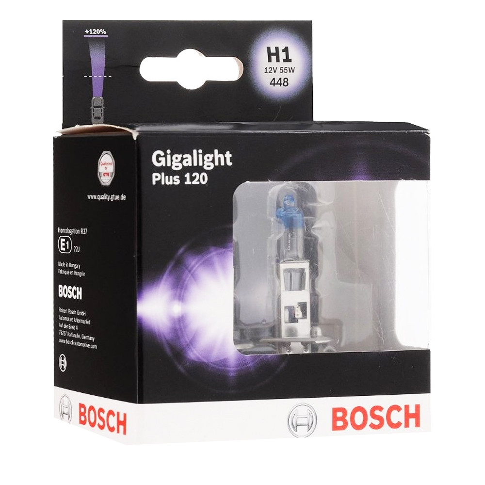 Галогенні лампи для авто Н1 12 V 55 W BOSCH Gigalight +120% (2 шт.)