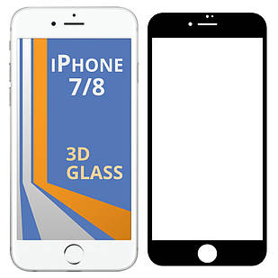 Захисне скло 3D для Apple iPhone 7/8 Black