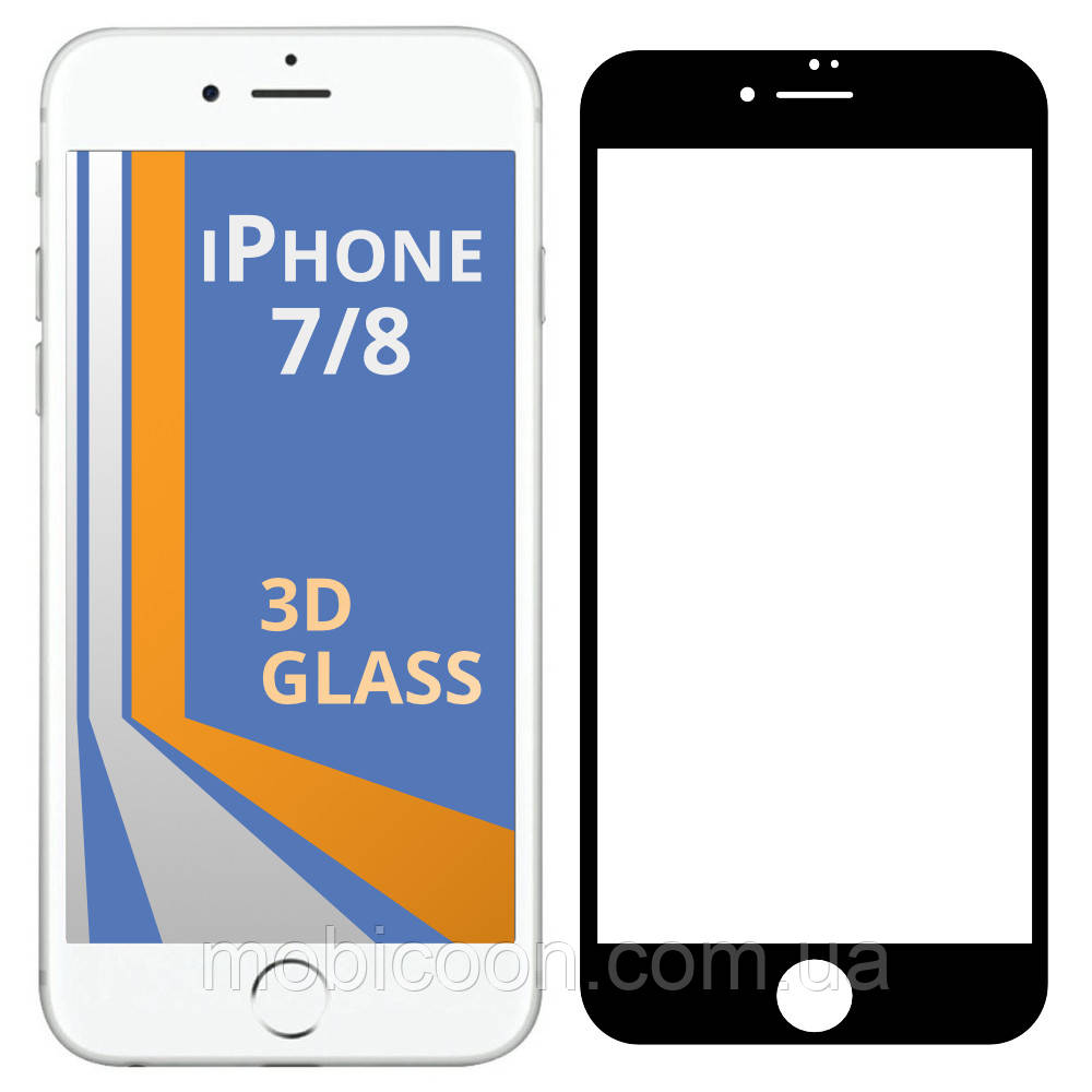 Захисне скло 3D для Apple iPhone 7/8 Black