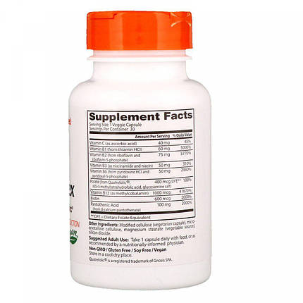 Doctor's Best Fully Active B Complex with Quatrefolic 30 Caps, фото 3