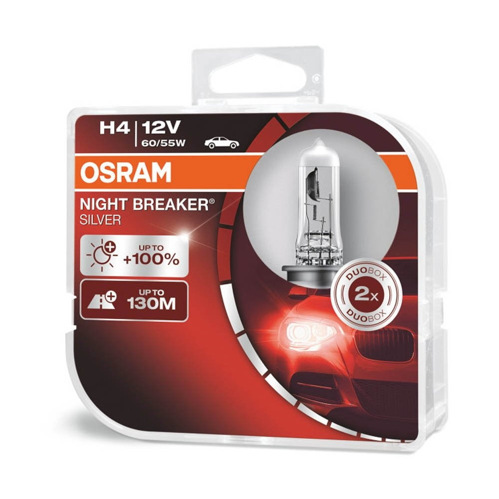 Лампа Н4 12V 60/55 (43) OSRAM Silverstar Night Breaker Silver +100% (2шт)