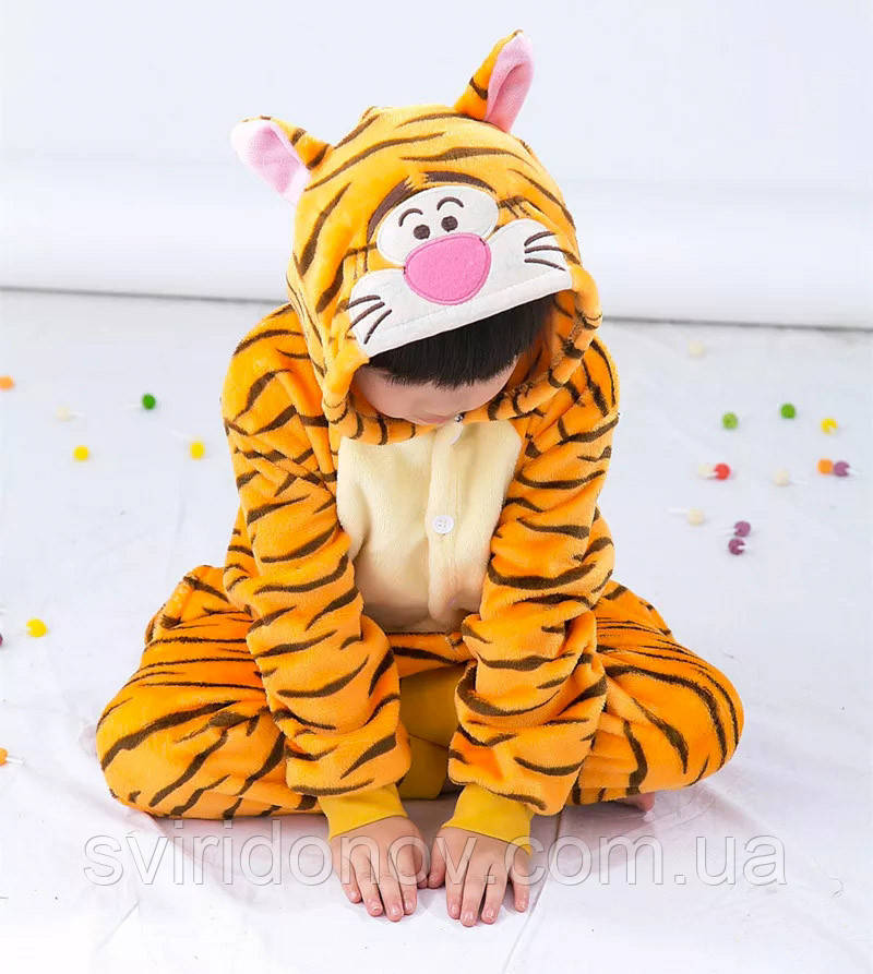 Детский Костюм Кигуруми, Пижама кингуруми Тигр для детей на взрослых детские пижамы кенгуруми взрослый 110 120 - фото 4 - id-p1276784563