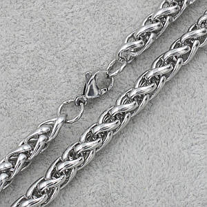 Цепь мужская серебристая плетение колосок 316L от Stainless Steel из медицинской стали длина 60 см ширина 6 мм