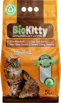 Бентонітовий наповнювач для котів BioKitty Plus алое віра, 5 літрів