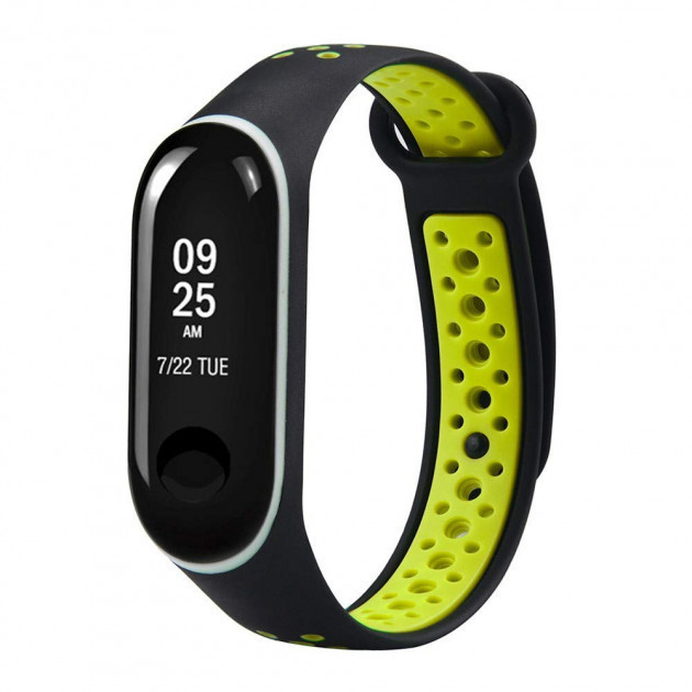 Ремінець Mi Band 3 / 4 "Sport" Чорно-зелений (black-green), фото 1