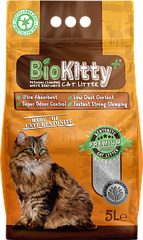 Бентонітовий наповнювач для котів BioKitty Classic, 5 літрів