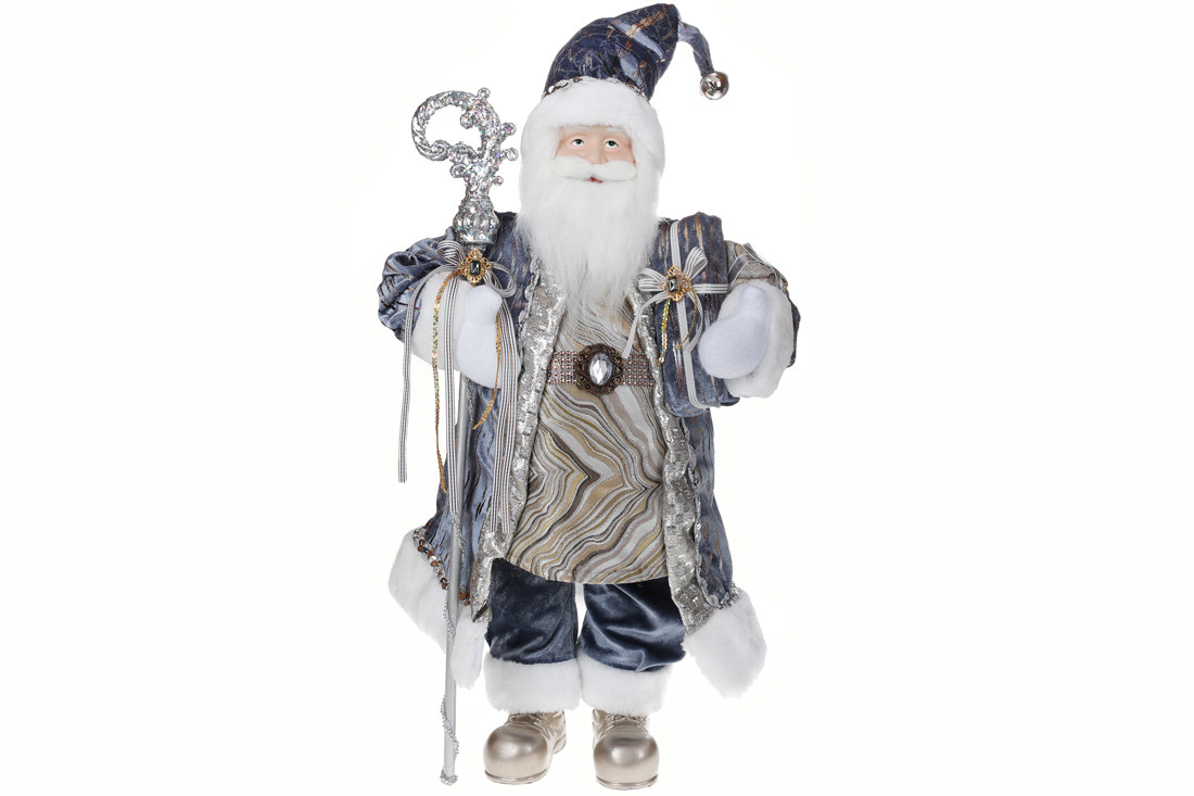 М'яка іграшка Санта 60 см, колір — сіро-блакитний (845-210)