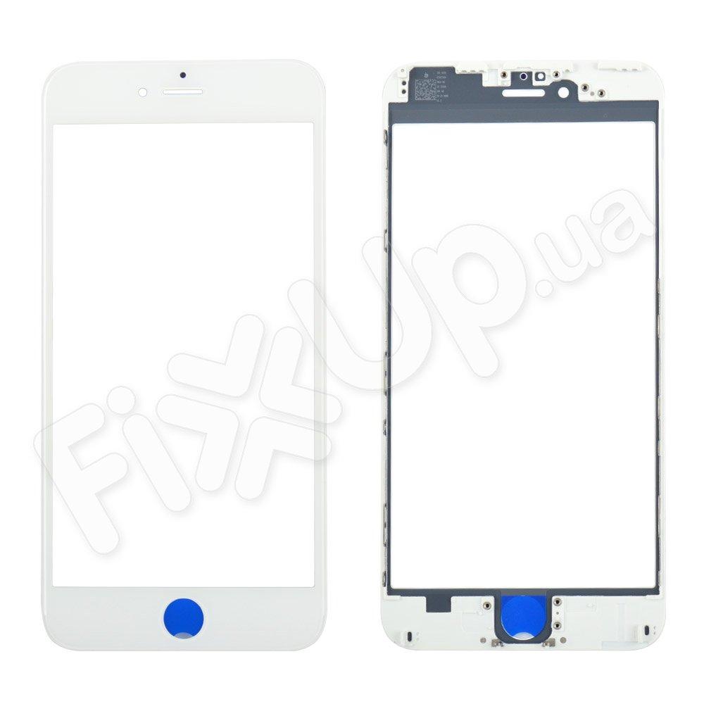 Скло корпусу для iPhone 6 plus, колір білий, з рамкою