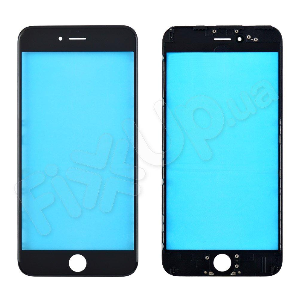 Скло корпусу для iPhone 6 plus, колір чорний, з рамкою