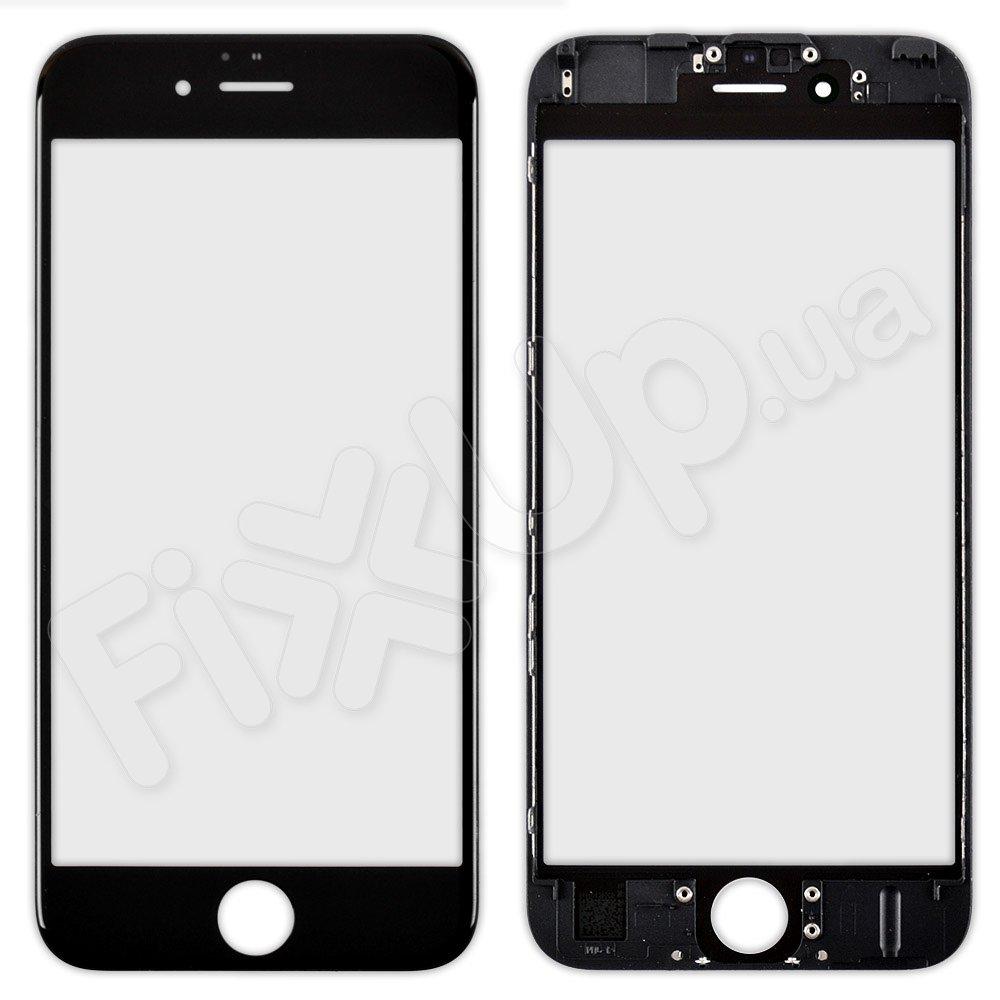 Скло корпусу для iPhone 6S, колір чорний, з рамкою