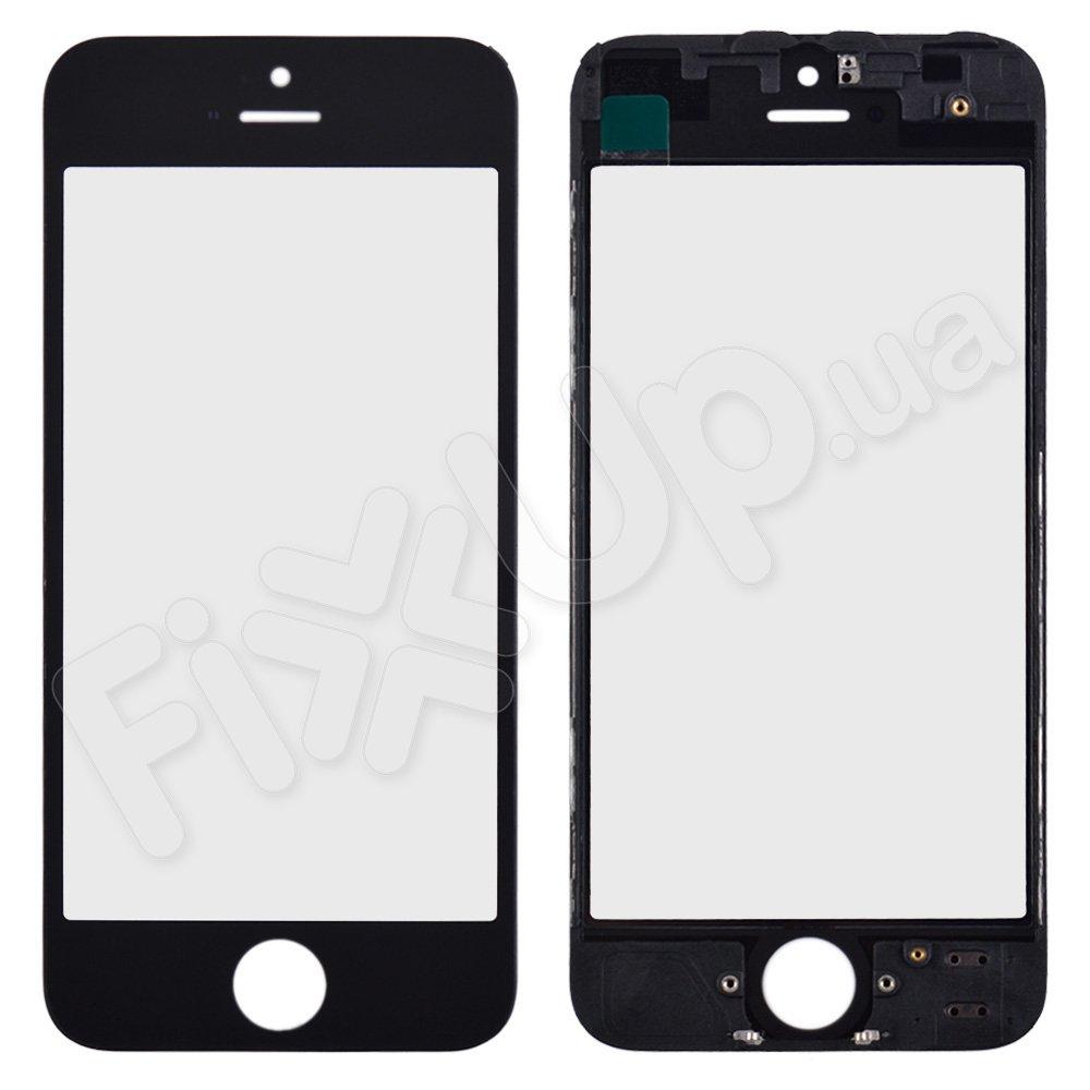 Скло корпусу з рамкою і ОСА плівкою для iPhone 5, колір чорний