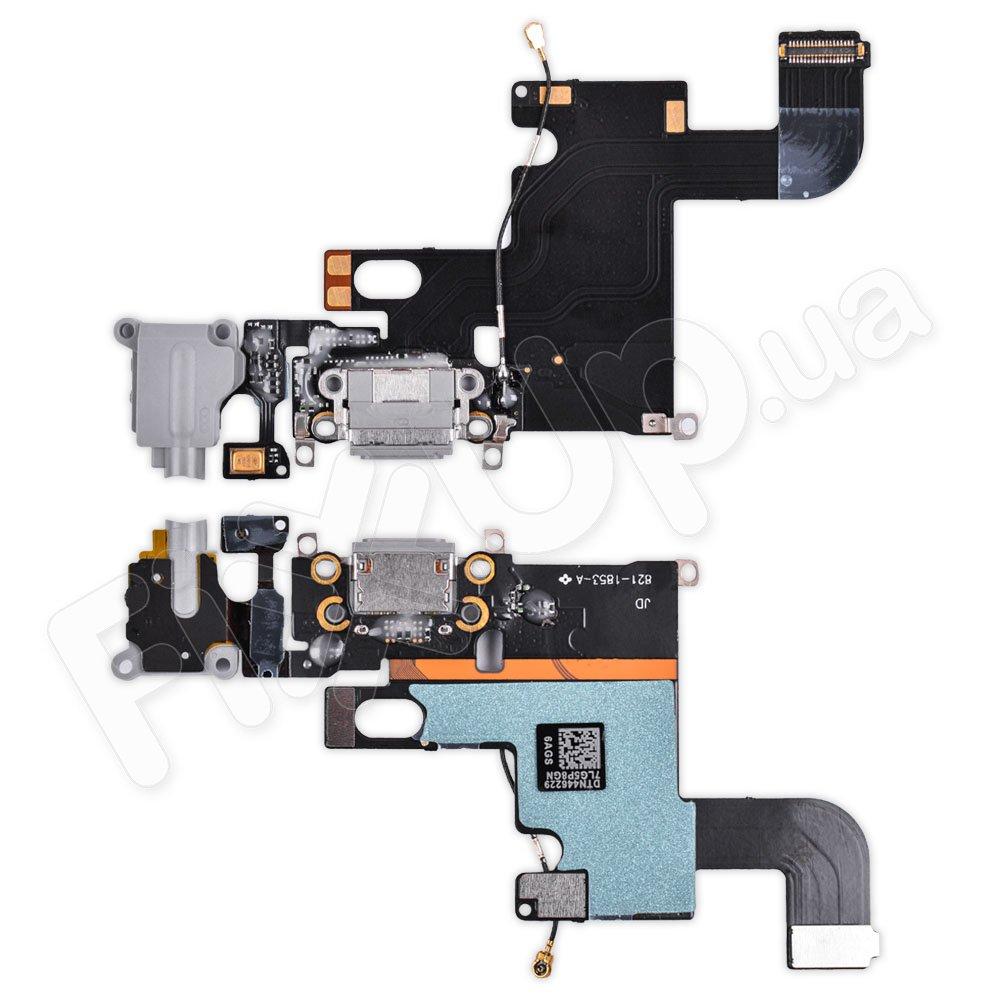 Шлейф для iPhone 6 (4.7) з роз'ємом зарядки і гарнітури, колір сірий