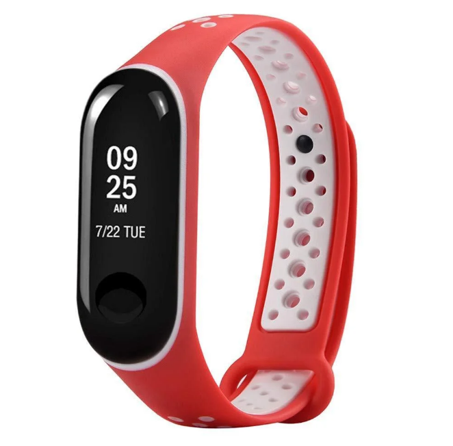 Ремінець Mi Band 3 / 4 "Sport" Біло-червоний (white-red), фото 1