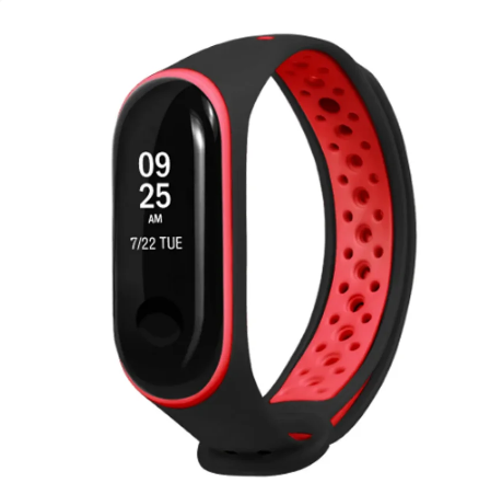 Ремінець Mi Band 3 4 Чорно-червоний, фото 1