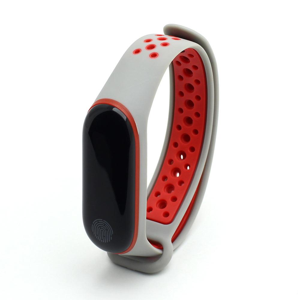 Ремінець Xiaomi Mi Band 3 / 4 "Sport" Сіро-червоний (grey-red), фото 1