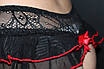 Комплект еротичного білизни жіночого трусики, пояс і панчохи сітка з червоною обробкою S/M, фото 6