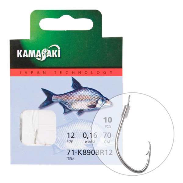 Гачок з повідцем Kamasaki Bream Carbon K890BR №12 10шт.