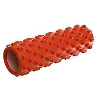 Роллер массажный Grid Rumble Roller 14,5х45 см ребристый для массажа спины, йоги, фитнеса (FI-4942) Коралловый