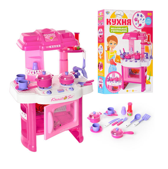 Дитячий ігровий набір інтерактивна кухня велика 008-26 звук, світло аксесуари рожева**