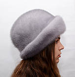 Жіночий норковий капелюх з відворотом, фото 2