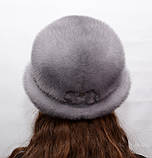 Жіночий норковий капелюх з відворотом, фото 3