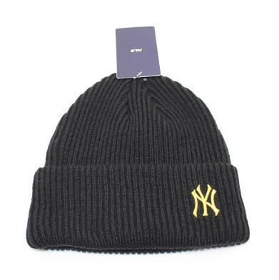 Шапка New York Yankees Нью-Йорк Янкіс рубчик Чорна