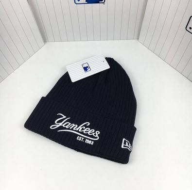 Шапка Тепла Зимова New York Yankees Нью-Йорк Янкіс Чорна з білим лого, фото 1
