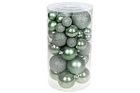 Набор елочных шаров, цвет - зелёный шалфей, 40шт (147-994)