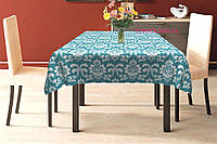 Скатерть хлопок тефлоновая водоотталкивающая гидрофобная пропитка вензель корона бирюзовый