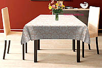 Скатерть хлопок тефлоновая водоотталкивающая гидрофобная пропитка вензель корона бежевый