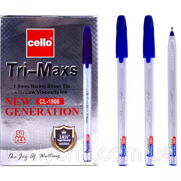 Ручка олійна «Tri-Maxs» Cello CL1806 тригранна СИНЯЯ/ручка олива синя