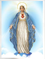 Схема для вишивання бісером "Непорочне серце Пресвятої Діви Марії" часткова викладка, заготівка, 45х32 см