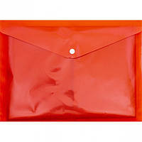 Папка-конверт на кнопці / А5 17 мікронів / пластикова ТЕКА / червона