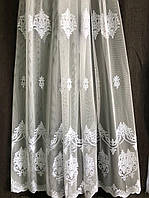 Тюль фатиновый с декорированным грек сетка рисунком на кухню, в спальню, шторы, пошив
