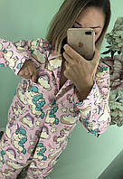 Хлопковая Женская Пижама в единороги Женская домашняя одежда
