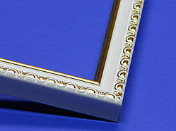 Рамка пластикова А5 (148х210). Профіль 17 мм. Білий з золотом. Для картин, фото, вишивок