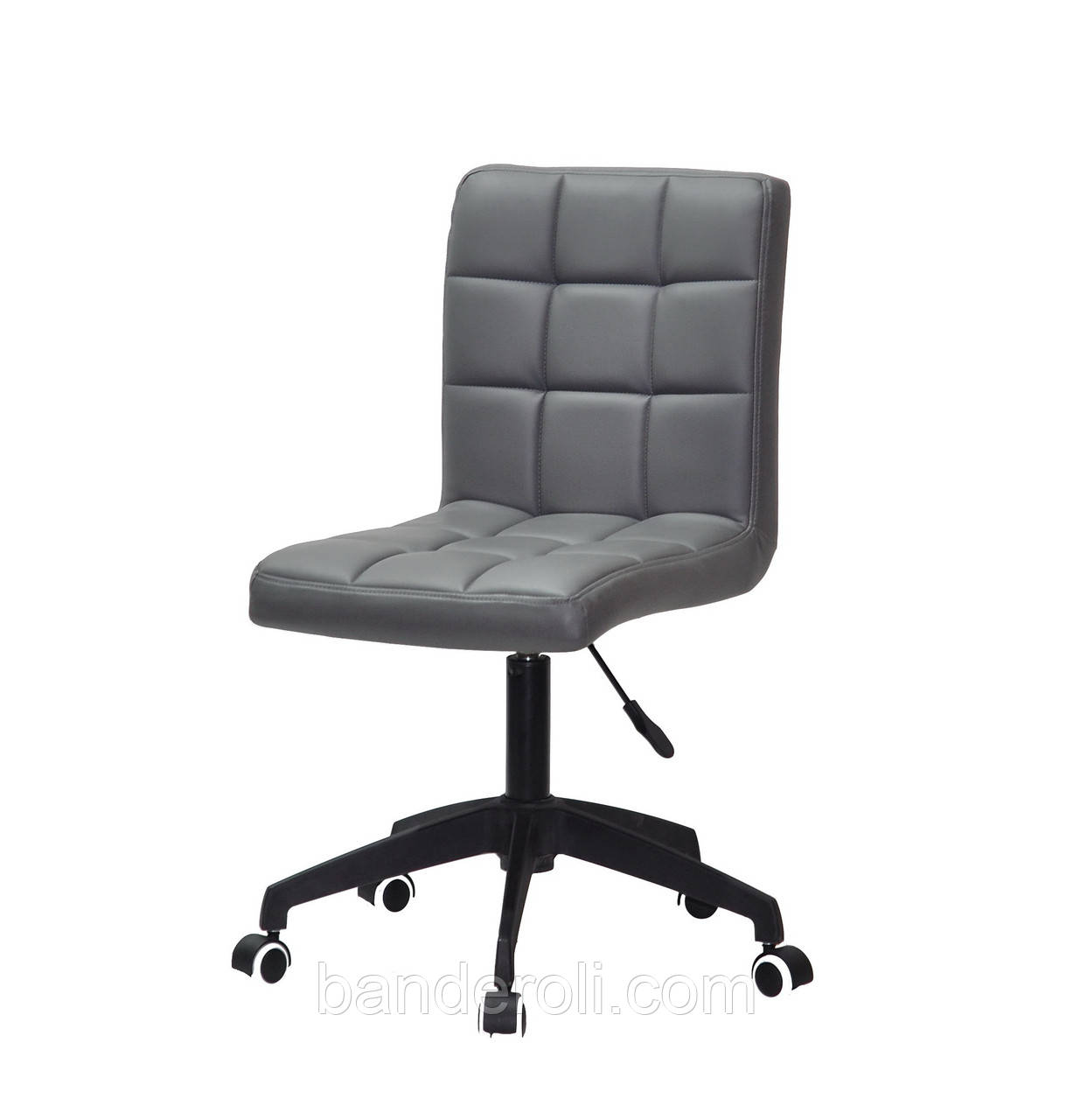 Стілець Augusto BK-Modern Office, сірий екокожа на чорній хрестовині c колесами, фото 1