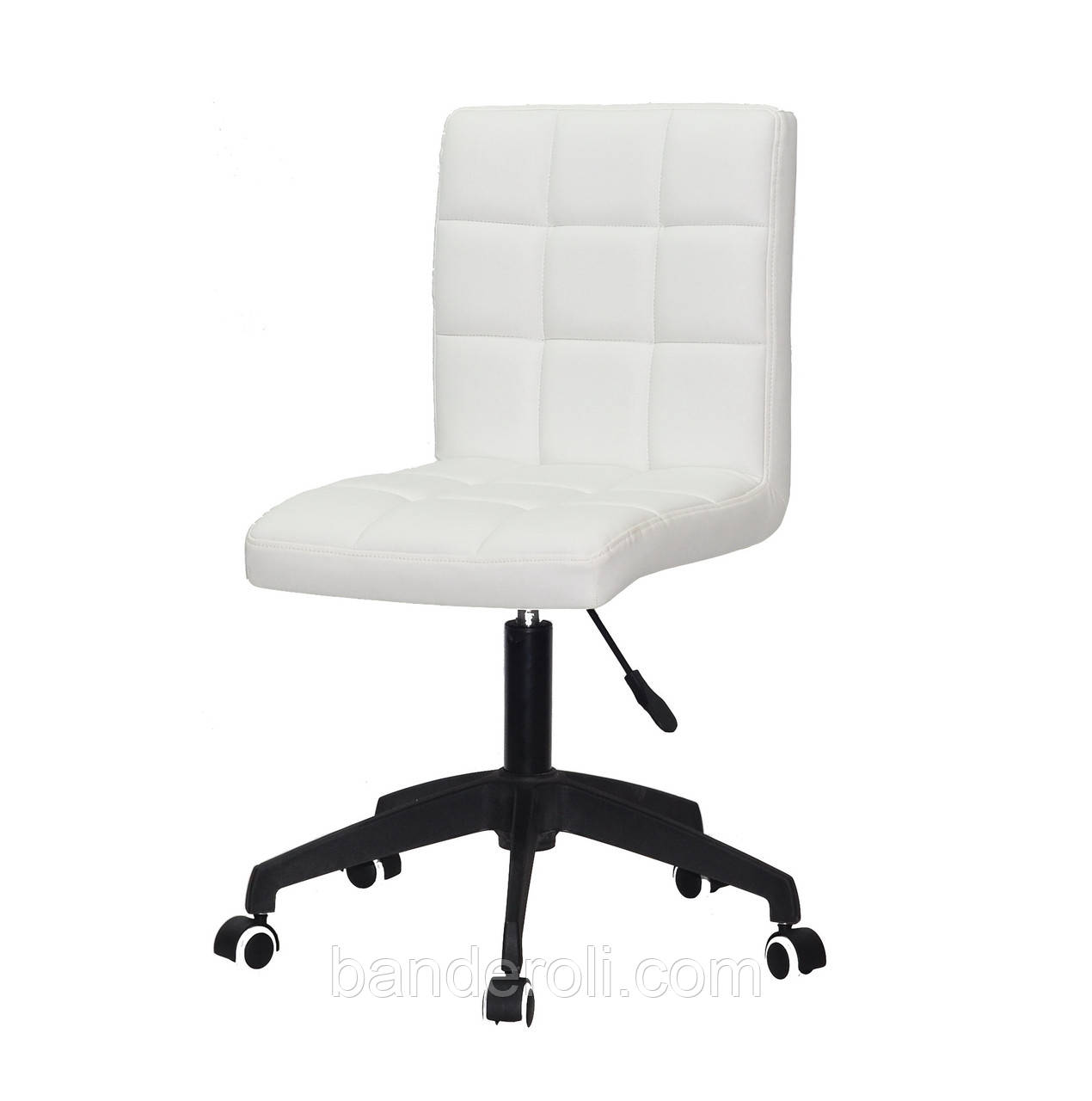 Стілець Augusto BK-Modern Office, білий екокожа на чорній хрестовині c колесами, фото 1